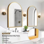 Dovelina 36A x 24L Specchio da parete moderno ad arco per bagno, specchio da trucco con cornice in metallo, specchio decorativo reclinabile