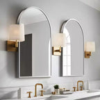 Dovelina 36A x 24L Specchio da parete moderno ad arco per bagno, specchio da trucco con cornice in metallo, specchio decorativo reclinabile