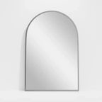 Dovelina 36A x 24L Specchio da parete moderno ad arco per bagno, specchio da trucco con cornice in metallo, specchio decorativo reclinabile