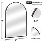 Dovelina 36A x 24L Specchio da parete moderno ad arco per bagno, specchio da trucco con cornice in metallo, specchio decorativo reclinabile