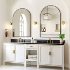 Dovelina 36A x 24L Specchio da parete moderno ad arco per bagno, specchio da trucco con cornice in metallo, specchio decorativo reclinabile