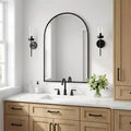 Dovelina 36A x 24L Specchio da parete moderno ad arco per bagno, specchio da trucco con cornice in metallo, specchio decorativo reclinabile
