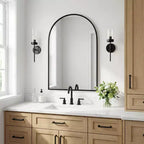 Dovelina 36A x 24L Specchio da parete moderno ad arco per bagno, specchio da trucco con cornice in metallo, specchio decorativo reclinabile