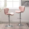 Ellston Upholstered Adjustable Swivel Barstools in Pink, Set of 2