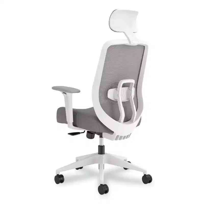 Sedia da lavoro HON Altern con schienale in rete, altezza sedile da 17,95 a 21,1, sedile grigio, schienale grigio/bianco, base bianca