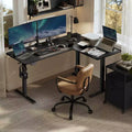 L-Shaped Computer Desk, Corner Desk with Power Outlets, Height Adjustable Computer Desk, Gaming Desk, Memory Function