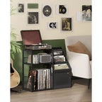 Mobiletto portadischi VASAGLE, tavolino a 3 ripiani, contenitore per dischi in vinile fino a 140 album, tavolino laterale