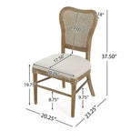 GDFStudio Wreecy Sedia da pranzo imbottita in legno di caucciù con schienale in rattan e poggiapiedi, marrone chiaro