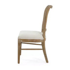 GDFStudio Wreecy Sedia da pranzo imbottita in legno di caucciù con schienale in rattan e poggiapiedi, marrone chiaro
