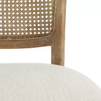 GDFStudio Wreecy Sedia da pranzo imbottita in legno di caucciù con schienale in rattan e poggiapiedi, marrone chiaro