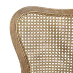 GDFStudio Wreecy Sedia da pranzo imbottita in legno di caucciù con schienale in rattan e poggiapiedi, marrone chiaro