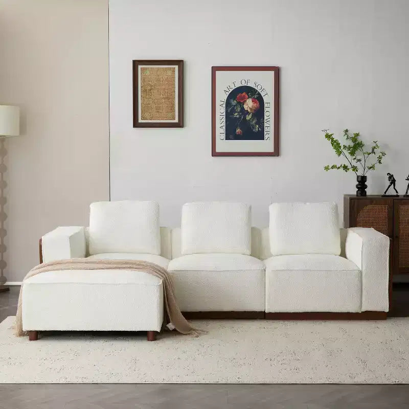 Christopher Knight Home Divano Sezionale a L Rivestito Gianna con Cuscini, Beige/Marrone