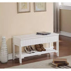Roundhill Quality Solid Wood Shoe Bench with Storage, White
