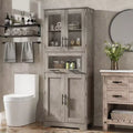 Tall Bathroom Cabinet, Freestanding Linen Storage Cabinet with Doors and Adjustable Shelves for Kitchen, Pantry, Living Room