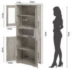Mobiletto da bagno alto, Armadio autoportante per la biancheria con ante e ripiani regolabili per cucina, dispensa, soggiorno