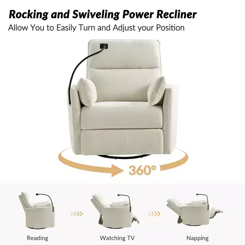 Poltrona Reclinabile Girevole a Dondolo con USB, Set di 2 Julius 38 | HULALA HOME
