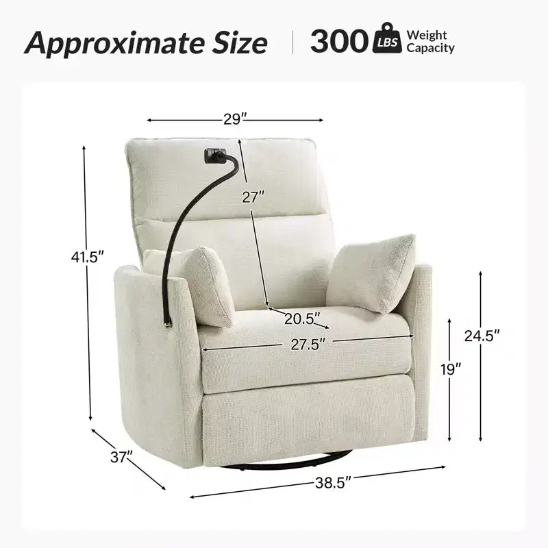 Poltrona Reclinabile Girevole a Dondolo con USB, Set di 2 Julius 38 | HULALA HOME