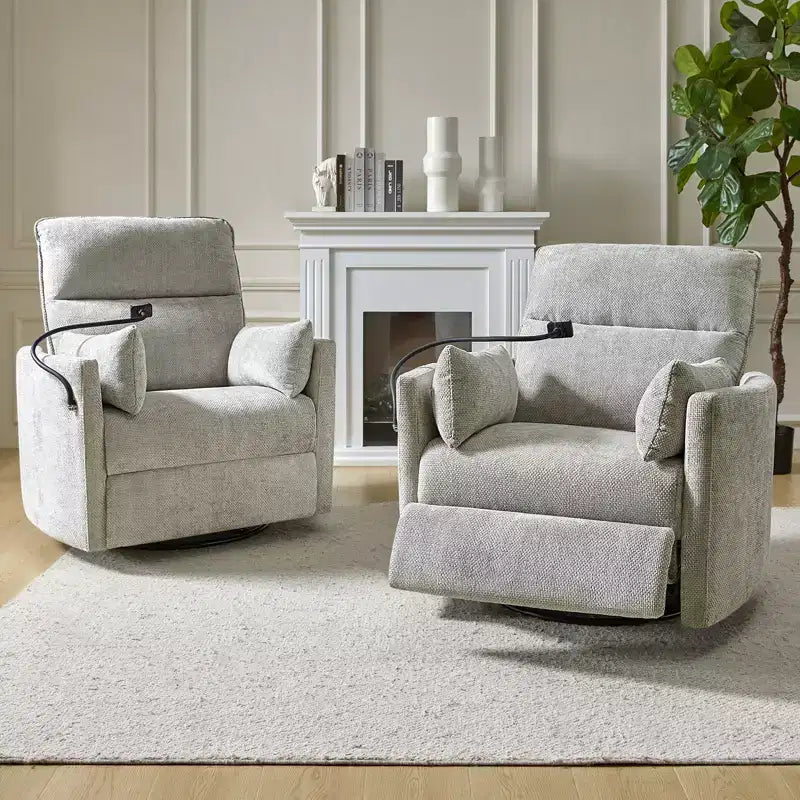 Poltrona Reclinabile Girevole a Dondolo con USB, Set di 2 Julius 38 | HULALA HOME