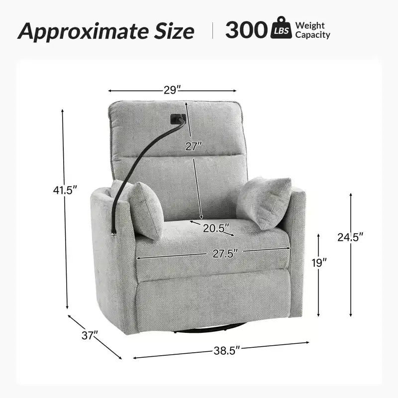 Poltrona Reclinabile Girevole a Dondolo con USB, Set di 2 Julius 38 | HULALA HOME
