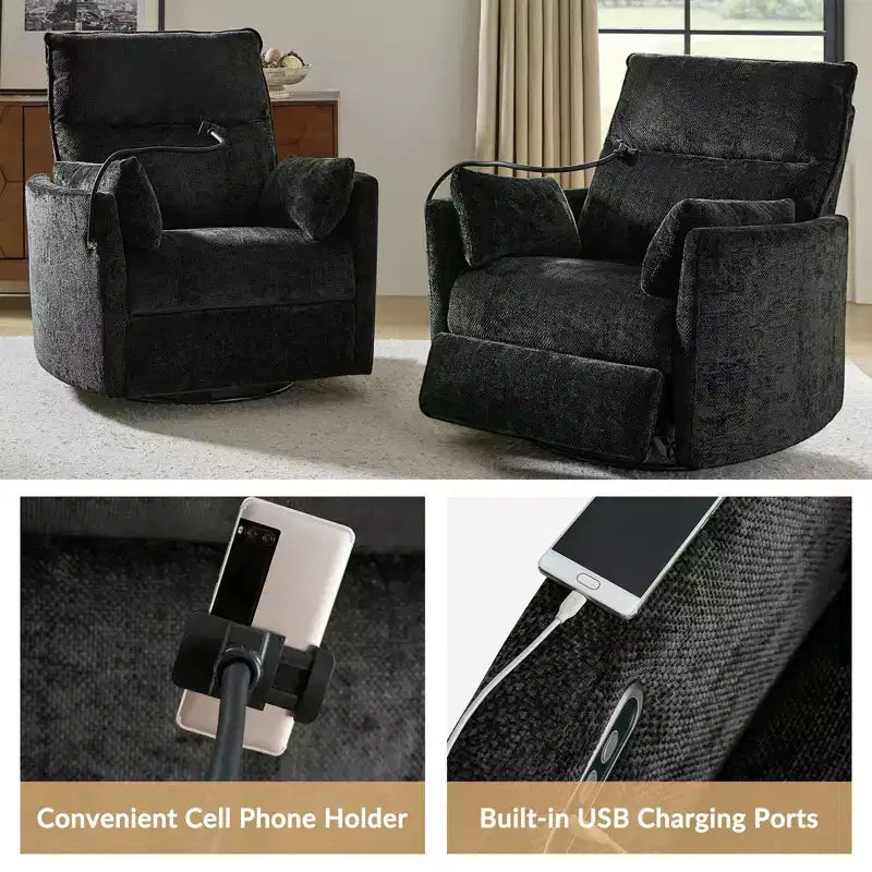 Poltrona Reclinabile Girevole a Dondolo con USB, Set di 2 Julius 38 | HULALA HOME