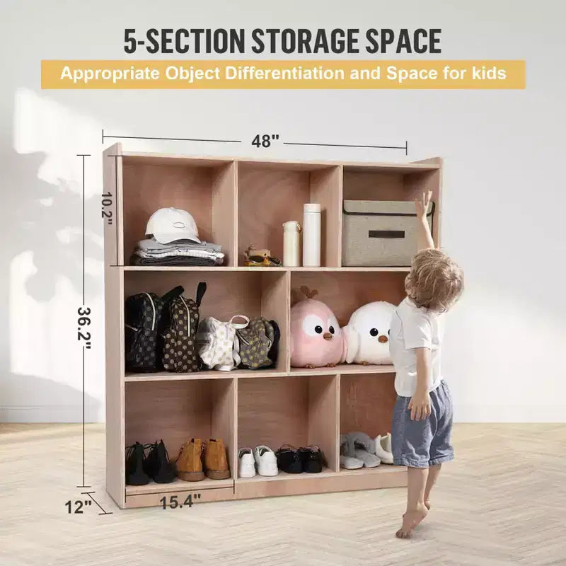 Mobiletto organizer Garvee Cubbies, scaffalature cubby solide per bambini, organizer con 4 ruote, 2 scatole portaoggetti per casa/scuola