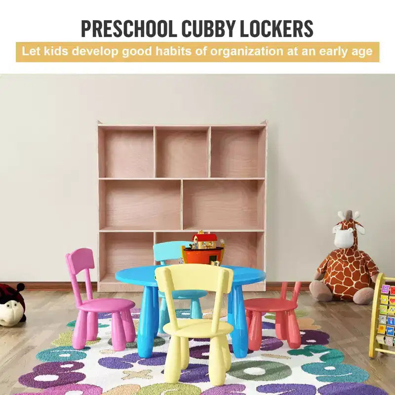 Mobiletto organizer Garvee Cubbies, scaffalature cubby solide per bambini, organizer con 4 ruote, 2 scatole portaoggetti per casa/scuola