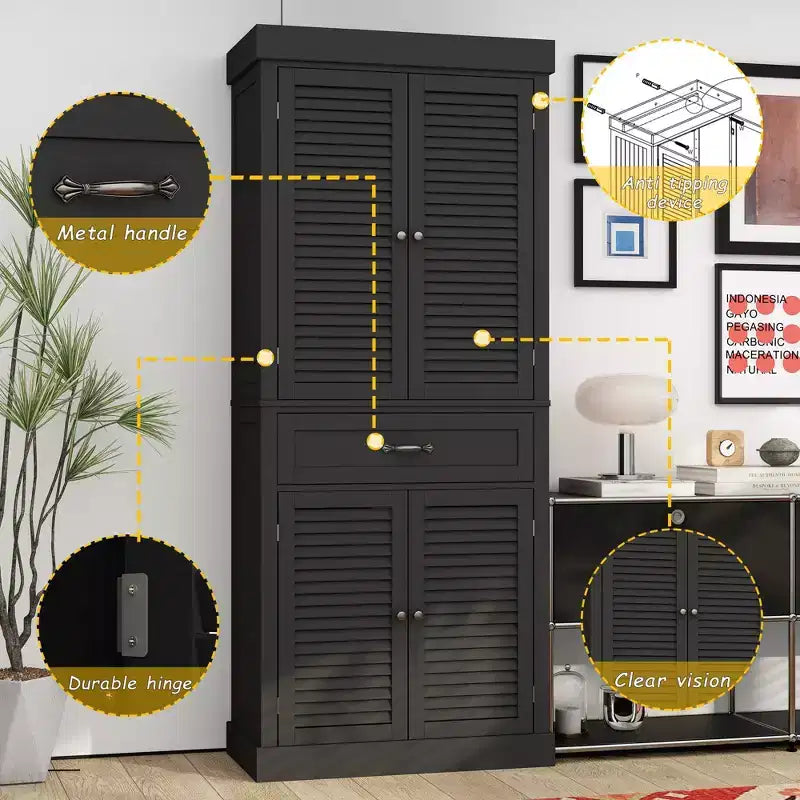 Mobile contenitore in legno Famapy con 4 ante dal design a persiana