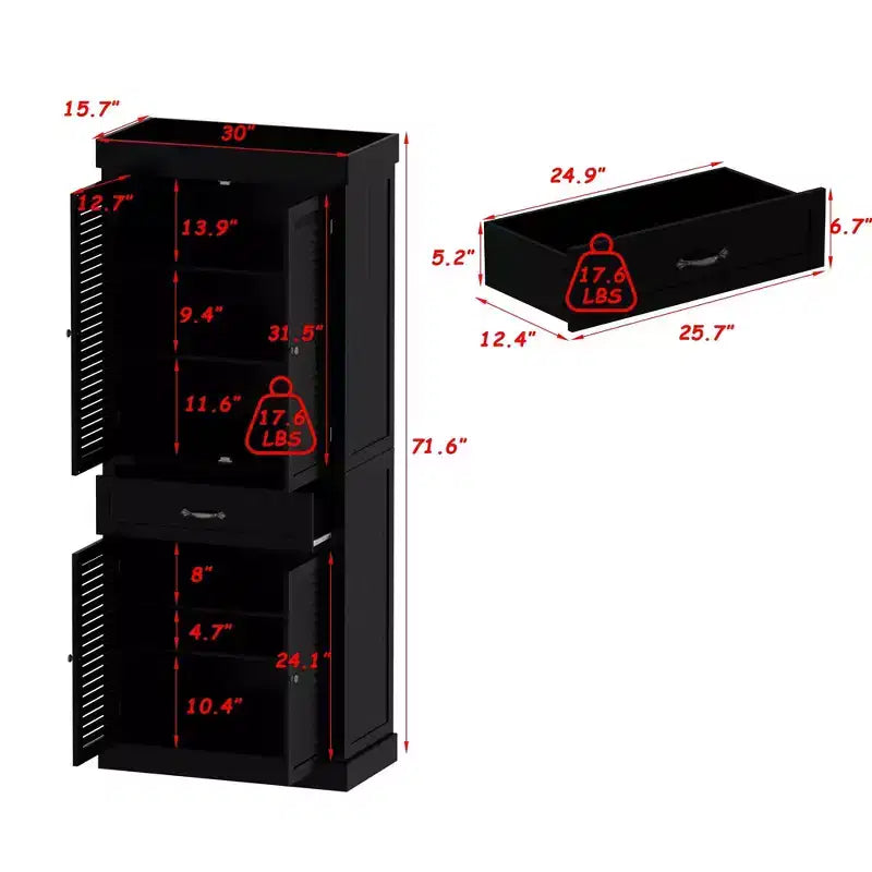 Mobile contenitore in legno Famapy con 4 ante dal design a persiana