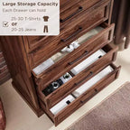 46 Cassettiera da Comodino a 5 Cassetti in Stile Rustico, Comò Alto in Legno con Texture Naturale per Camera da Letto, Soggiorno