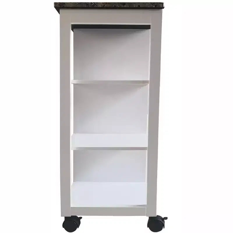 Mobiletto da cucina Kings Brand Furniture Francois con piano in vinile effetto legno e marmo, bianco