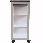 Mobiletto da cucina Kings Brand Furniture Francois con piano in vinile effetto legno e marmo, bianco