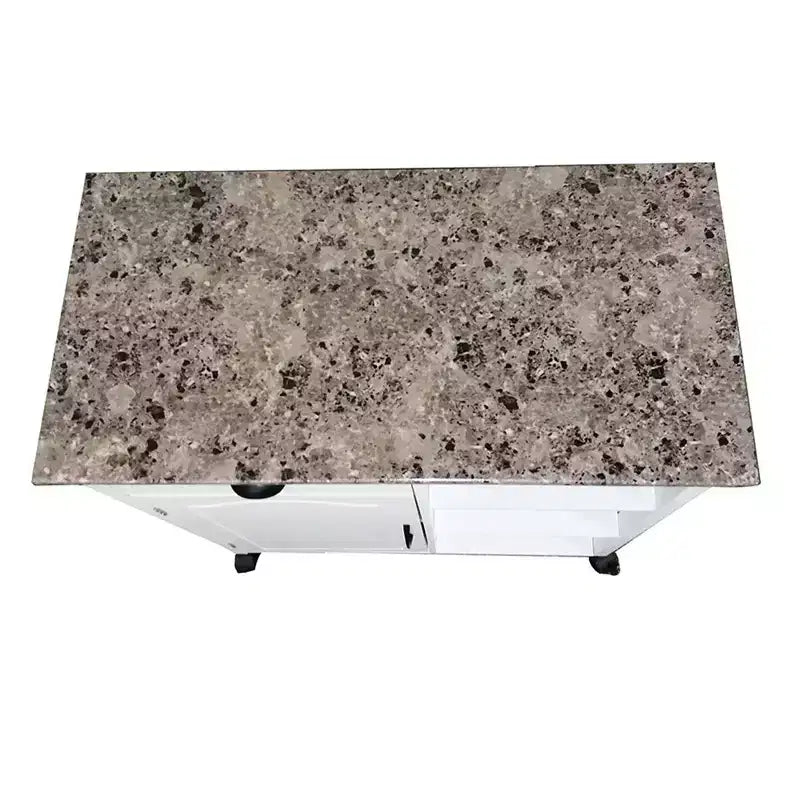 Mobiletto da cucina Kings Brand Furniture Francois con piano in vinile effetto legno e marmo, bianco
