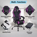 Sedia da gaming BestMassage Sedia da ufficio per computer con poggiapiedi e supporto lombare