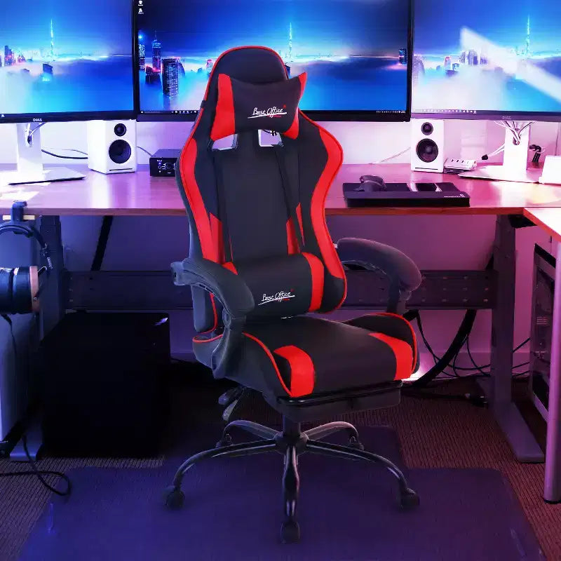 Sedia da gaming BestMassage Sedia da ufficio per computer con poggiapiedi e supporto lombare