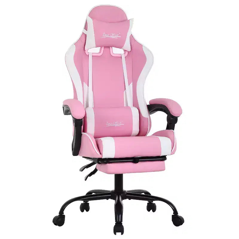 Sedia da gaming BestMassage Sedia da ufficio per computer con poggiapiedi e supporto lombare