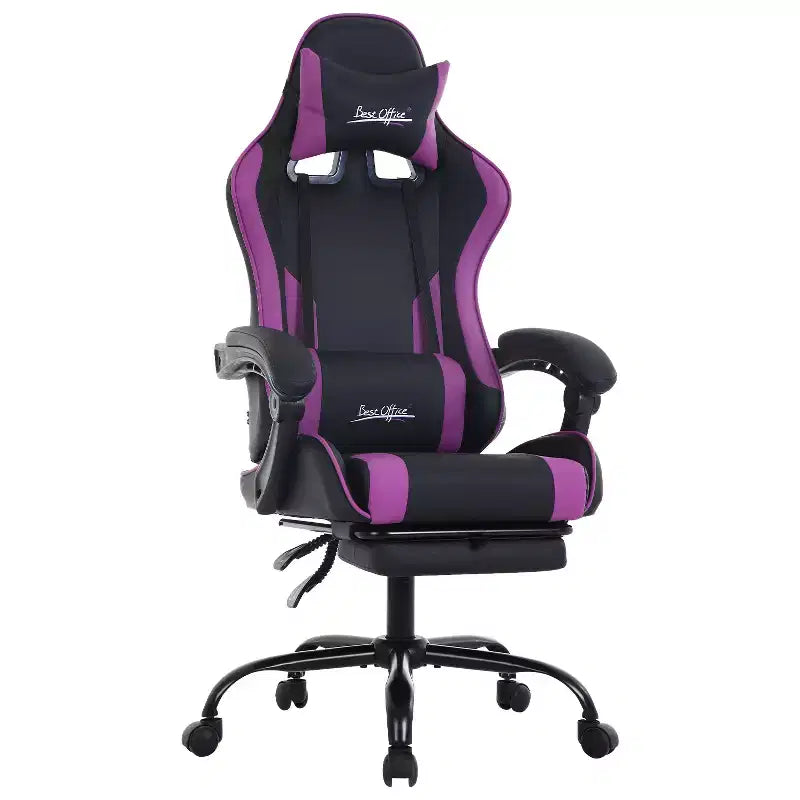 Sedia da gaming BestMassage Sedia da ufficio per computer con poggiapiedi e supporto lombare