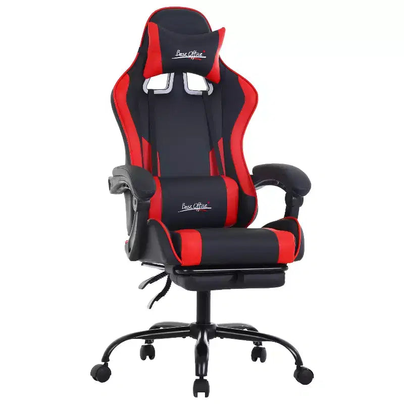 Sedia da gaming BestMassage Sedia da ufficio per computer con poggiapiedi e supporto lombare