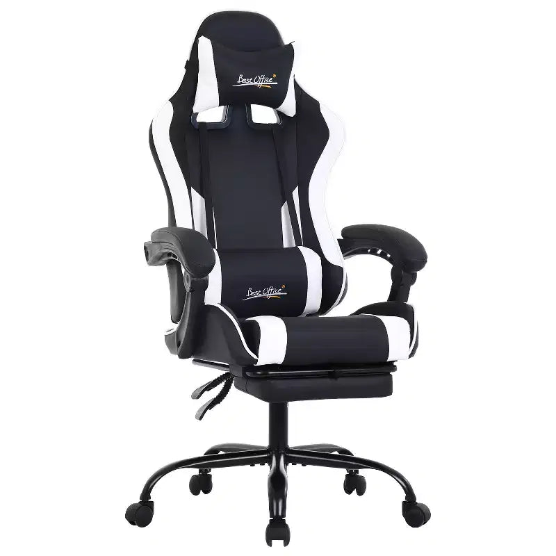 Sedia da gaming BestMassage Sedia da ufficio per computer con poggiapiedi e supporto lombare