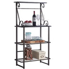 Kings Brand Furniture Covington Mensola da cucina in metallo, scaffale per forni a microonde, Peltro