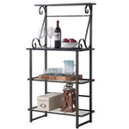 Kings Brand Furniture Covington Mensola da cucina in metallo, scaffale per forni a microonde, Peltro