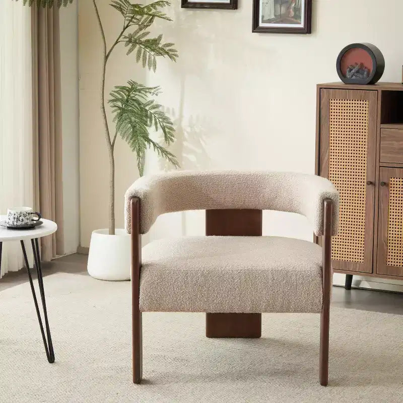 Christopher Knight Home Noah Poltroncina di design moderna imbottita in legno di albero della gomma