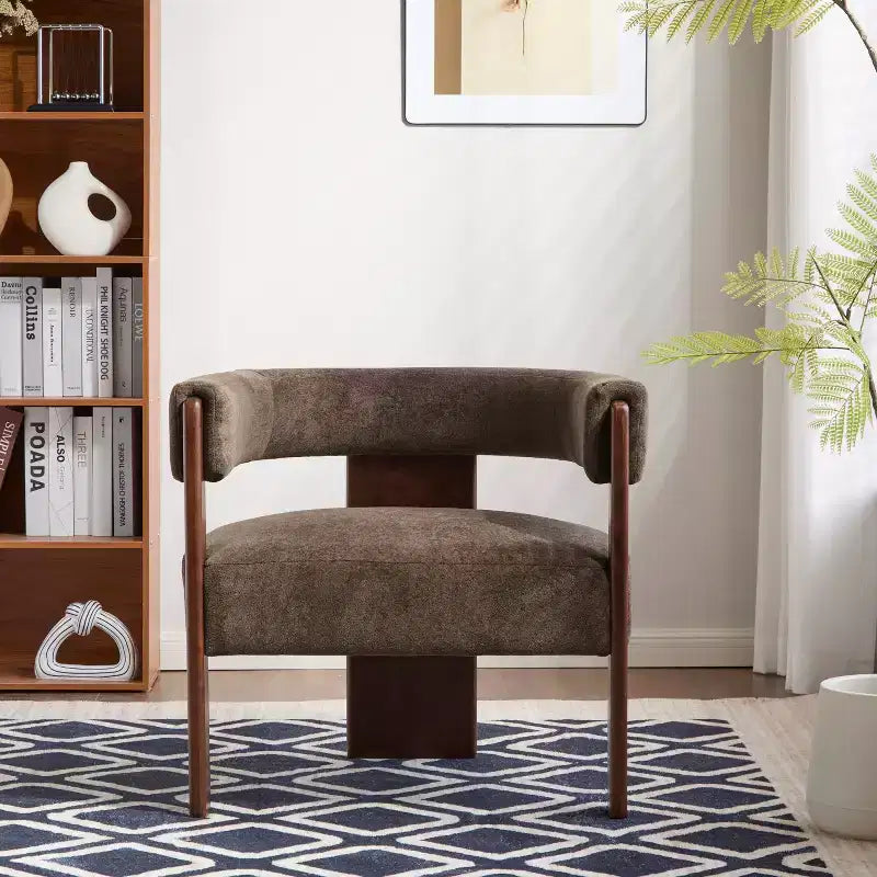 Christopher Knight Home Noah Poltroncina di design moderna imbottita in legno di albero della gomma