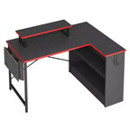 Scrivania per computer a L Bestier da 42" con mensole portaoggetti aperte reversibili, scrivania moderna per ufficio a casa con luce a LED e supporto per monitor