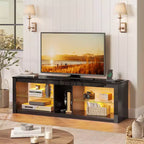 Mobile TV Bestier da 55 pollici con LED, Consolle Multimediale Moderna con Presa di Corrente e Spazio di Archiviazione, Centro di Intrattenimento per Gaming per Camera da Letto e Soggiorno