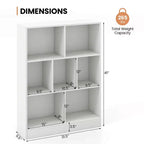 Costway Libreria per bambini a 7 cubi, organizzatore portaoggetti in legno 41, scaffale autoportante, marrone/bianco