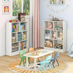 Costway Libreria per bambini a 7 cubi, organizzatore portaoggetti in legno 41, scaffale autoportante, marrone/bianco