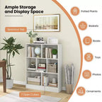 Costway Libreria per bambini a 7 cubi, organizzatore portaoggetti in legno 41, scaffale autoportante, marrone/bianco