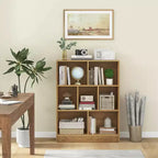Costway Libreria per bambini a 7 cubi, organizzatore portaoggetti in legno 41, scaffale autoportante, marrone/bianco