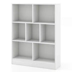 Costway Libreria per bambini a 7 cubi, organizzatore portaoggetti in legno 41, scaffale autoportante, marrone/bianco