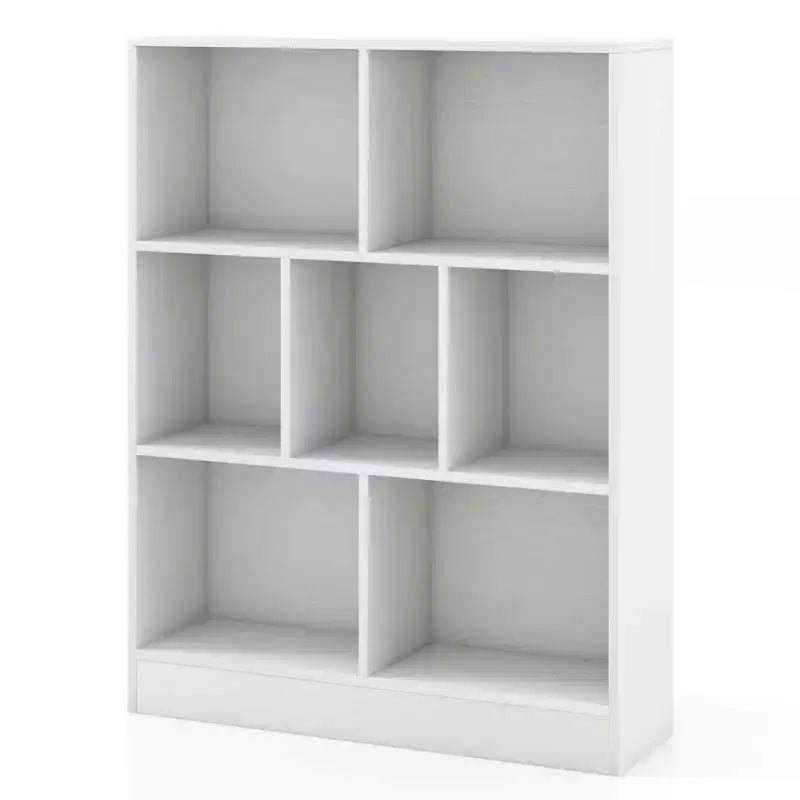 Costway Libreria per bambini a 7 cubi, organizzatore portaoggetti in legno 41, scaffale autoportante, marrone/bianco